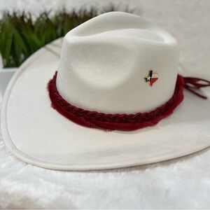 White Cowboy Hat with Red Band
